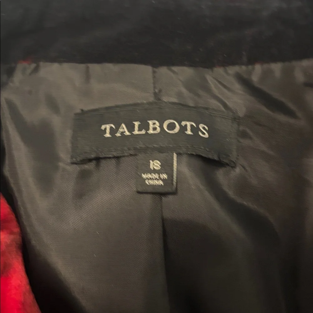 Talbots black velvet blazer red roses SZ 18 3/4 length sleeves 100% Cotton lined - Picture 4 of 15